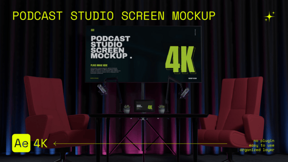 Videohive Podcast Studio Screen Mockup