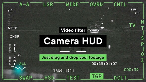 Videohive Aerial Camera / Drone Target HUD Video Effect Template