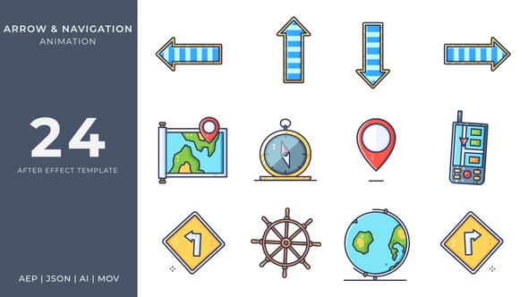 Videohive Arrow & Navigation Animated Icons | After Effects