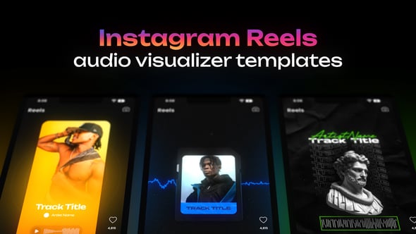 Videohive Instagram audio visualizer template pack. 5 vertical audio visualizers for Instagram Reels / Stories