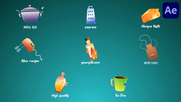 Videohive Kitchen Icons And Titles for After Effects