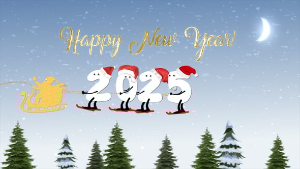 Videohive New Year Cartoon Skier 2025 | After Effects