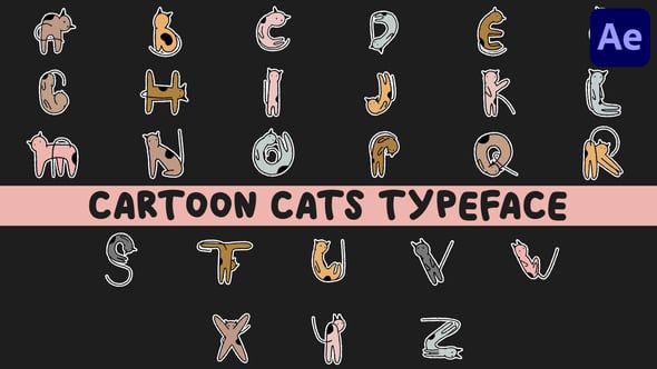 Videohive Cartoon Cats Animated Typeface for After Effects