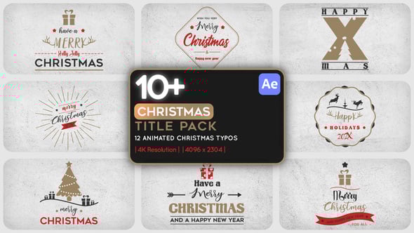 Videohive 12 Christmas Title Pack 4k
