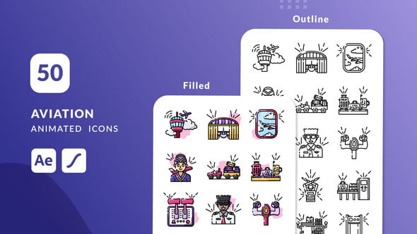 Videohive Aviation Animated Icons | After Effects