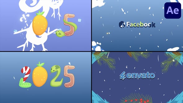 Videohive Merry Christmas Snake Logo | After Effects