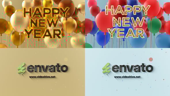 Videohive Ballon style New year And Christmas Logo Reavel