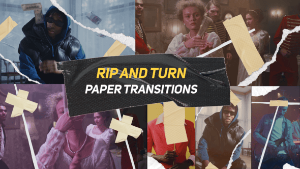 Videohive Rip And Turn Overlay Paper Transitions