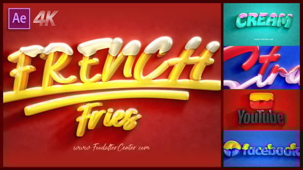 Videohive Food Dipped Cream Intro Text and Logo