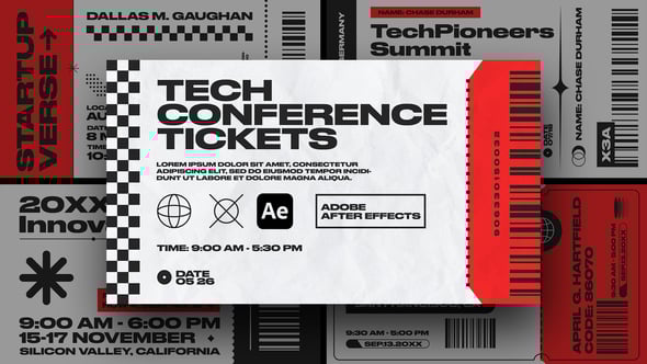 Videohive Animated Tech Conference Tickets For Ae