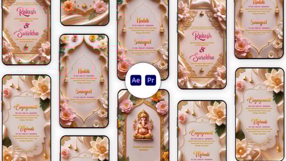 Videohive Luxury Floral Indian Wedding Invitation Reel