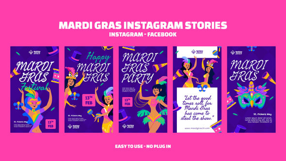 Videohive Mardi Gras Instagram Stories