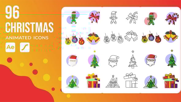 Videohive 96 Christmas & Winter Animated Icons | After Effects Template & Lottie Animation