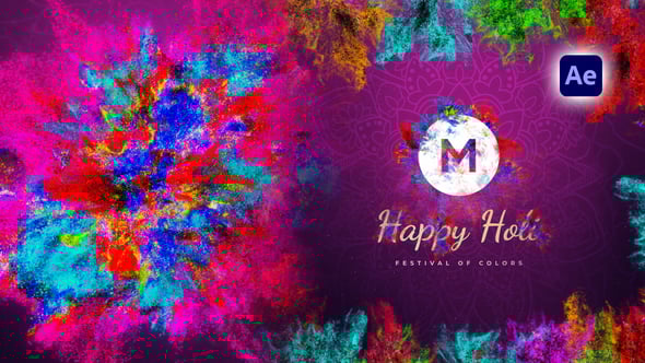 Videohive Holi Greetings Logo Reveal
