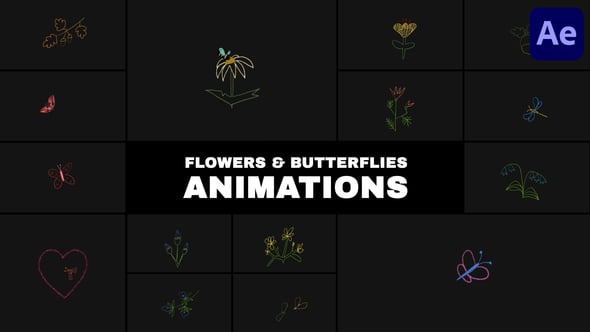 Videohive Flowers and Butterflies Animations for After Effects