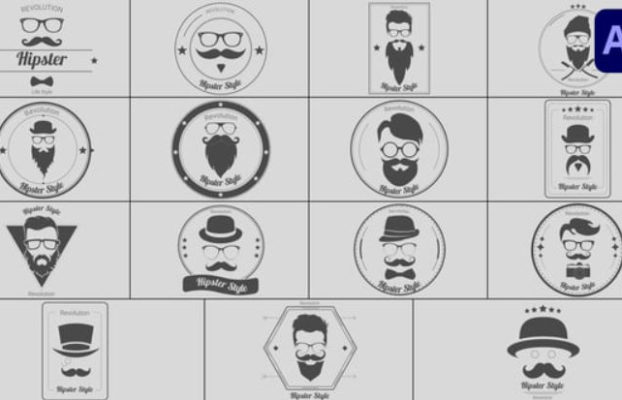 Videohive Barbershop Badge Titles for After Effects