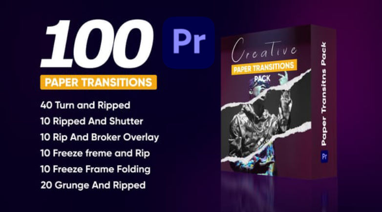Videohive Creative Paper Transitions Pack || Premiere Pro