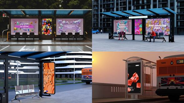 Videohive Bus Stop Billboard Mockup Promo