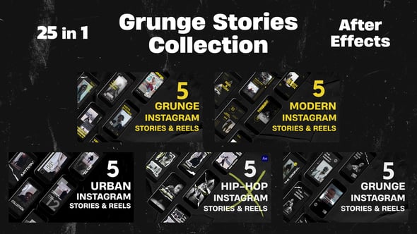 Videohive Grunge Instagram Stories Collection 25in1
