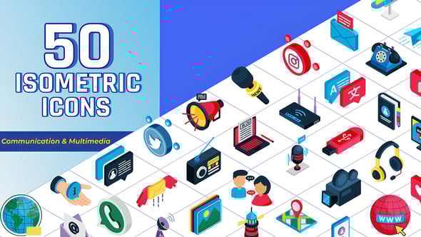Videohive Isometric Icons Communication and Multimedia