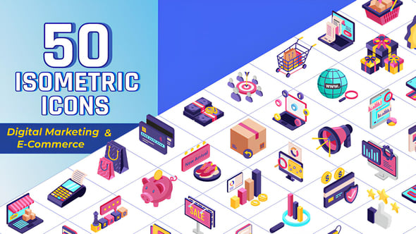 Videohive Isometric Icons Digital Marketing