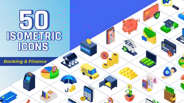 Videohive Isometric Icons Banking and Finance