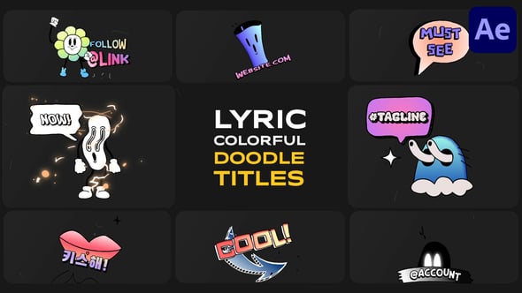 Videohive Lyric Colorful Doodle Titles | After Effects