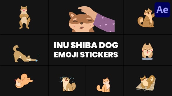 Videohive Inu Shiba Dog Emoji Stikers for After Effects