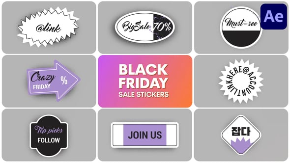 Videohive Black Friday Sale Stickers | After Effects
