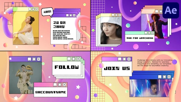 Videohive Stylish Gradient Pixel Slides for After Effects