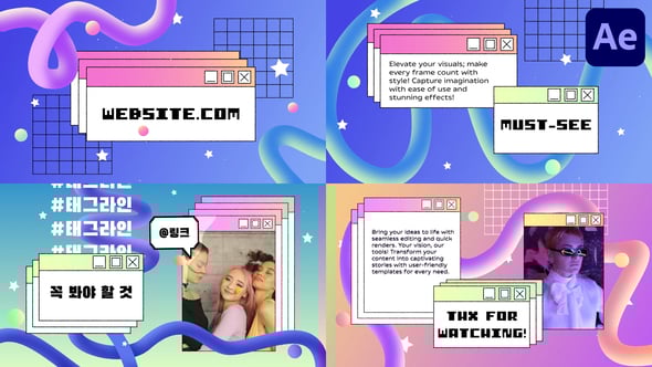 Videohive Pop Up Pixel Slides for After Effects