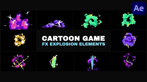 Videohive Cartoon Game FX Explosion Elements | After Effects