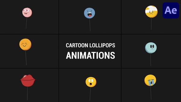 Videohive Cartoon Lollipops Animations | After Effects