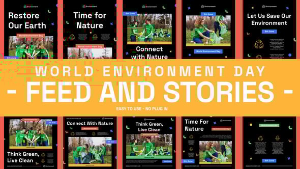 Videohive World Environment Day Feed and Stories Instagram