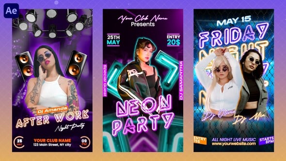 Videohive Neon Party Instagram Reels
