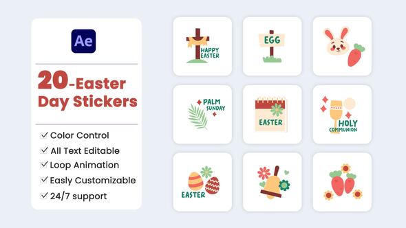 Videohive Easter Day Stickers Template