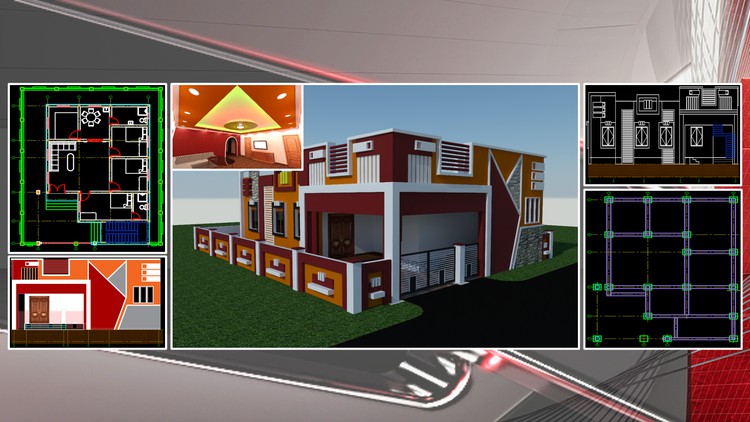 AutoCAD 2D & 3D Smart House Exterior + Interior Design Course By Rajesh K