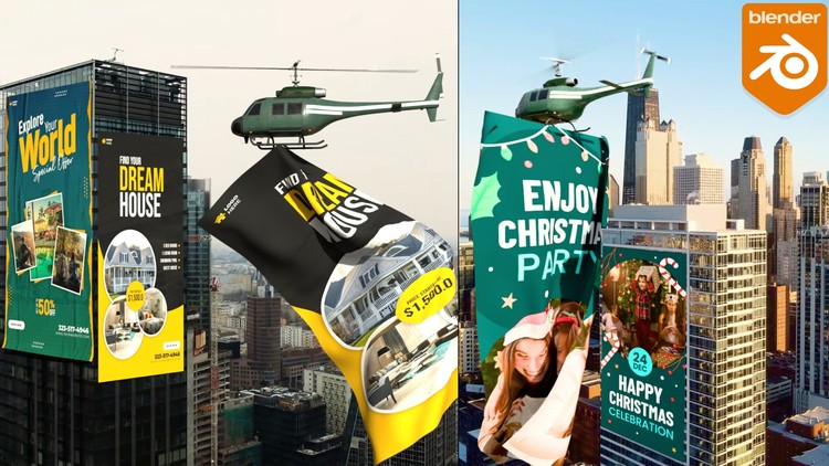 Learn Blender VFX & CGI Ads : Banner Unroll & Pro-Level CGI By My 3D Class