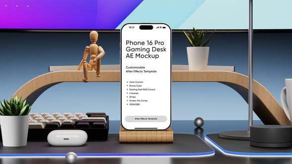 Videohive Phone 16 Pro Gaming Scene Screen Mockup