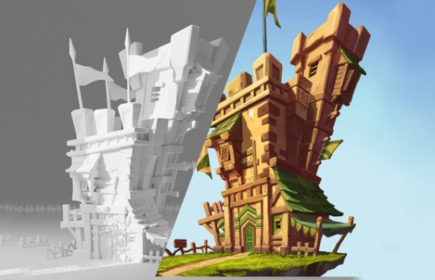 Texture paint a Castle in Blender 4.1 by Years of experience By Art Studio313