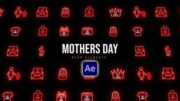 Videohive Mothers Day Neon Icons