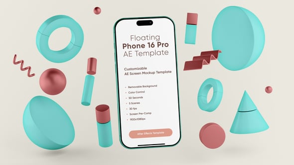 Videohive Floating Phone 16 Pro Screen Mockup Template