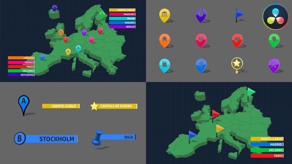 VideoHive 3D Map Markers for DaVinci Resolve