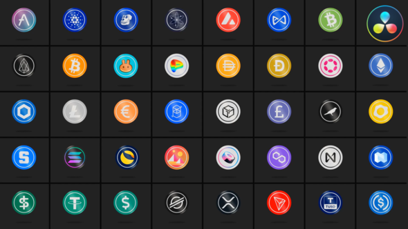 VideoHive 40 Cryptocurrencies for DaVinci Resolve