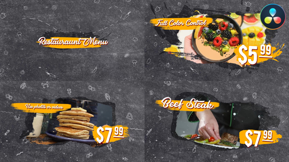 VideoHive Black Restaurant Menu | DaVinci Resolve