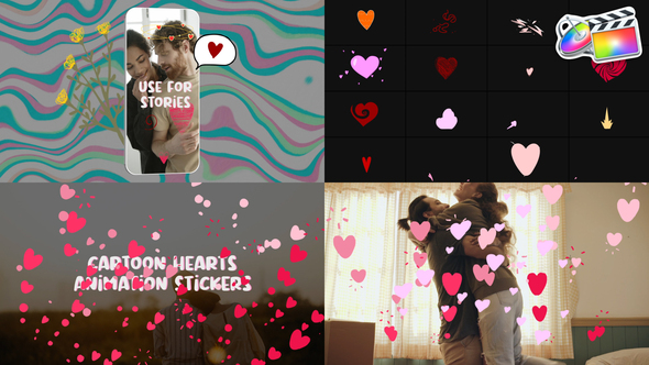 VideoHive Cartoon Hearts Animation Stickers for FCPX