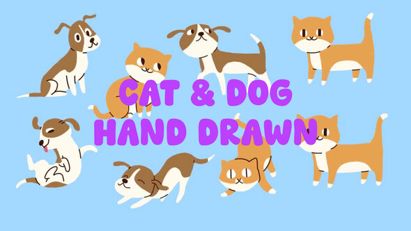 VideoHive Cat And Dog Animation Hand Drawn Pack