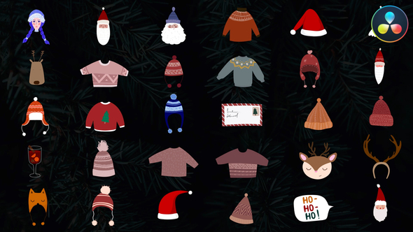 VideoHive Christmas Hats And Masks for DaVinci Resolve