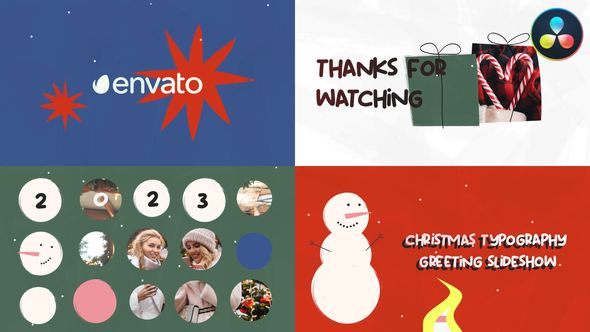 VideoHive Christmas Typography Greeting Slideshow for DaVinci Resolve