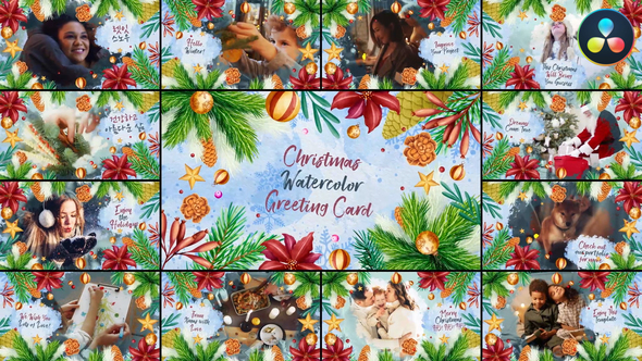 VideoHive Christmas Watercolor Greeting Card for DaVinci Resolve